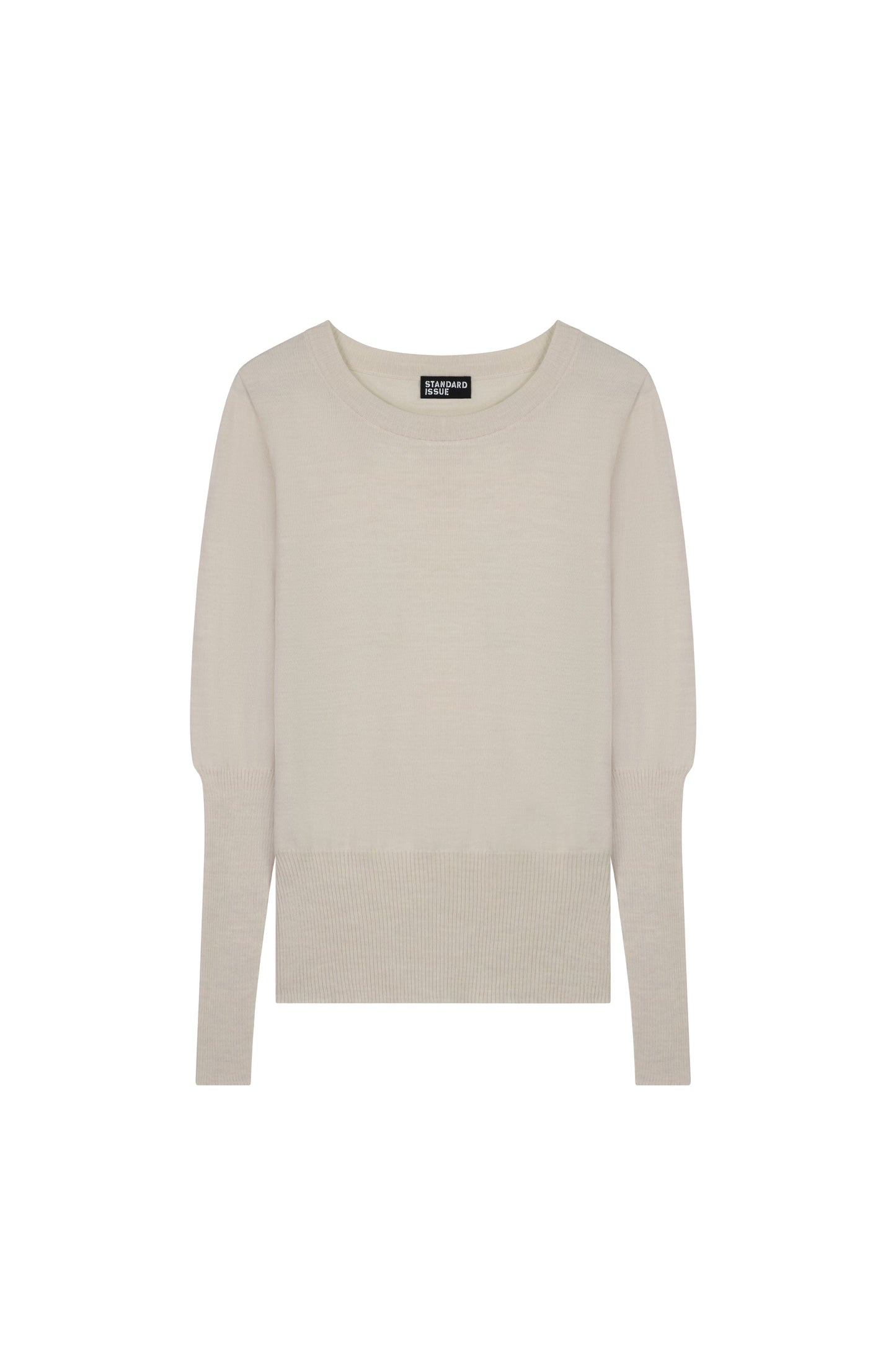 Standard Issue Merino Long Rib Sweater in Alabaster