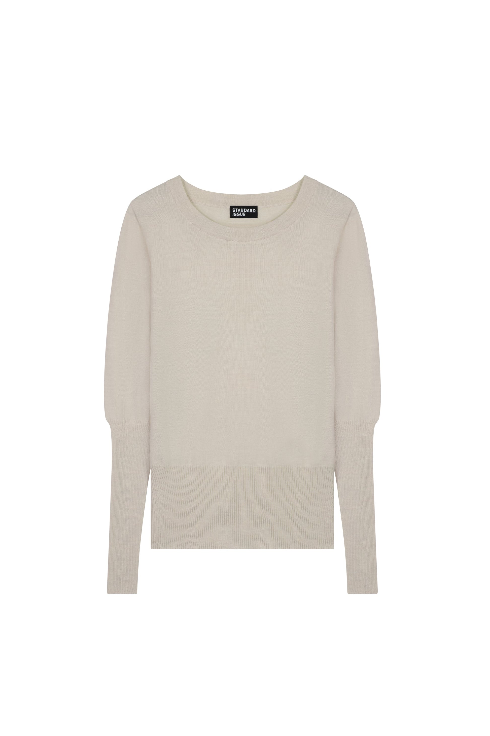 Standard Issue Merino Long Rib Sweater in Alabaster