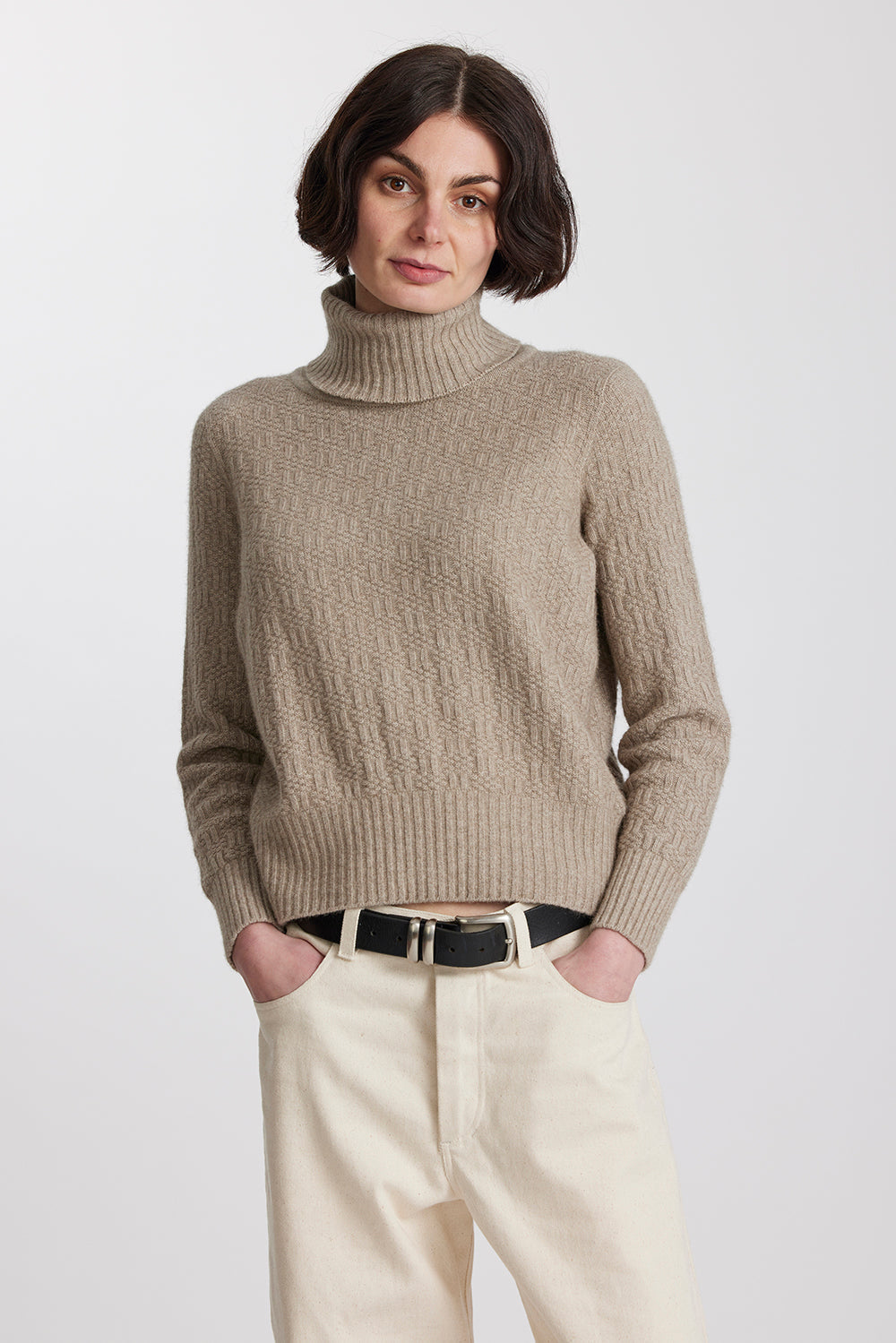 Okewa Checkered Crop Funnel Neck Jumper - Standard Issue