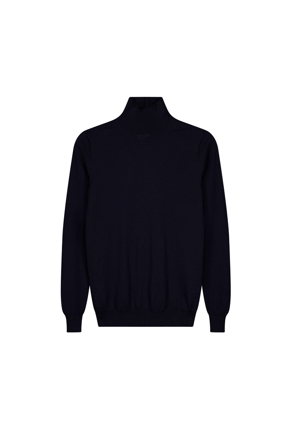 Dark navy turtleneck merino skivvy top.