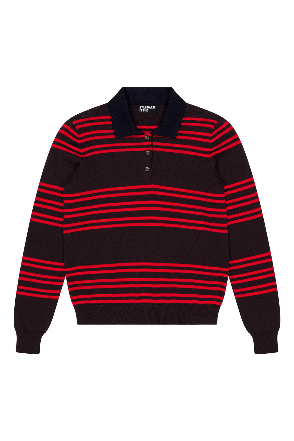 Brown and red striped sweater on a white background