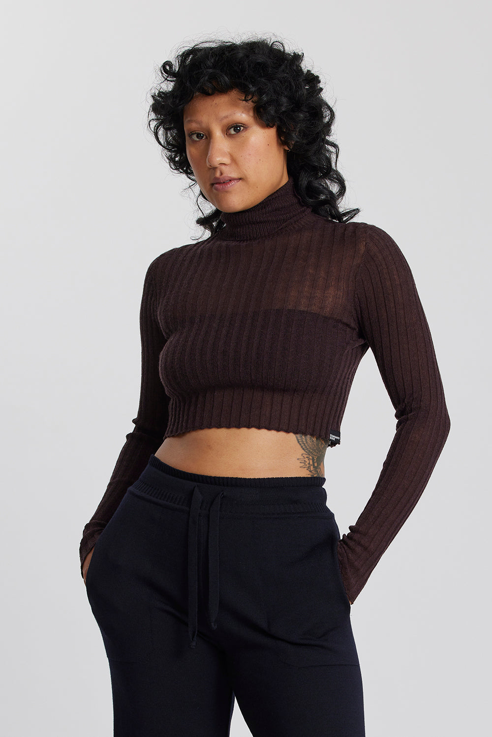 Merino Tulle Crop Skivvy