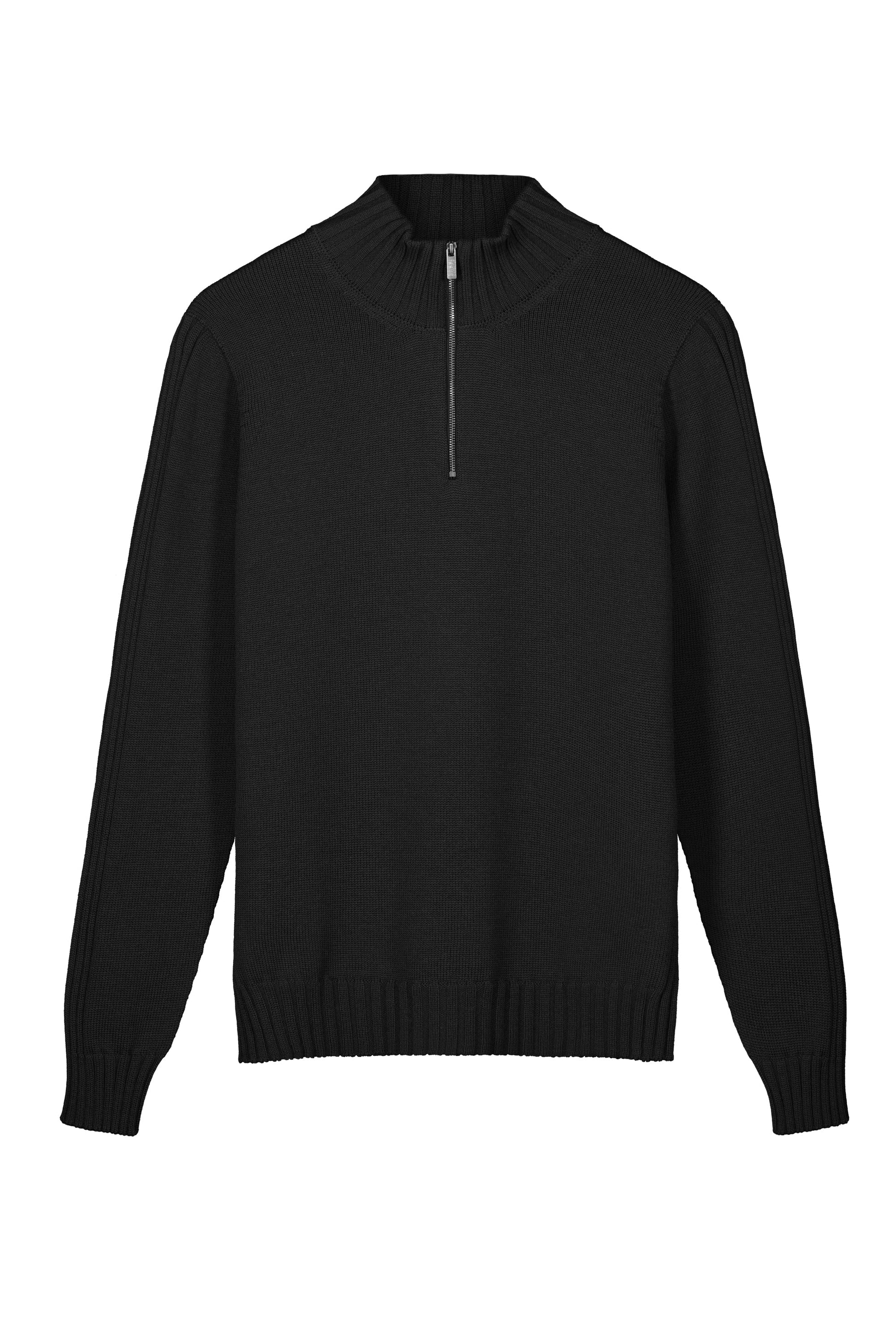 Standard Issue 1/4 Zip Collar Merino Jumper in Black