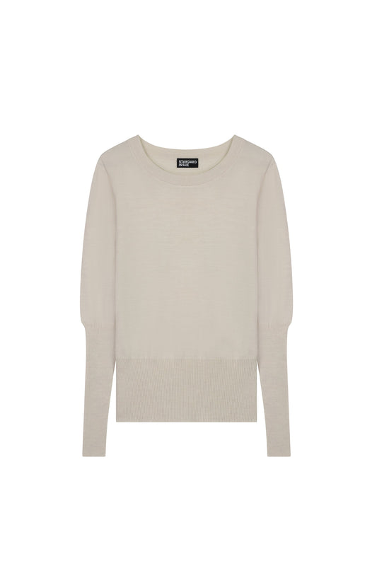 Standard Issue Merino Long Rib Sweater in Alabaster