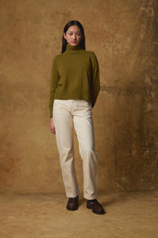 Standard Issue Cashmere Cropped Sweater in Purslane Green