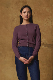 Standard Issue Cashmere Crop Cardigan in Orchid Purple