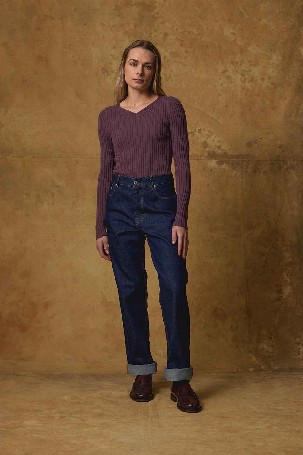 Standard Issue Cashmere Rib Sweater in Orchid Purple