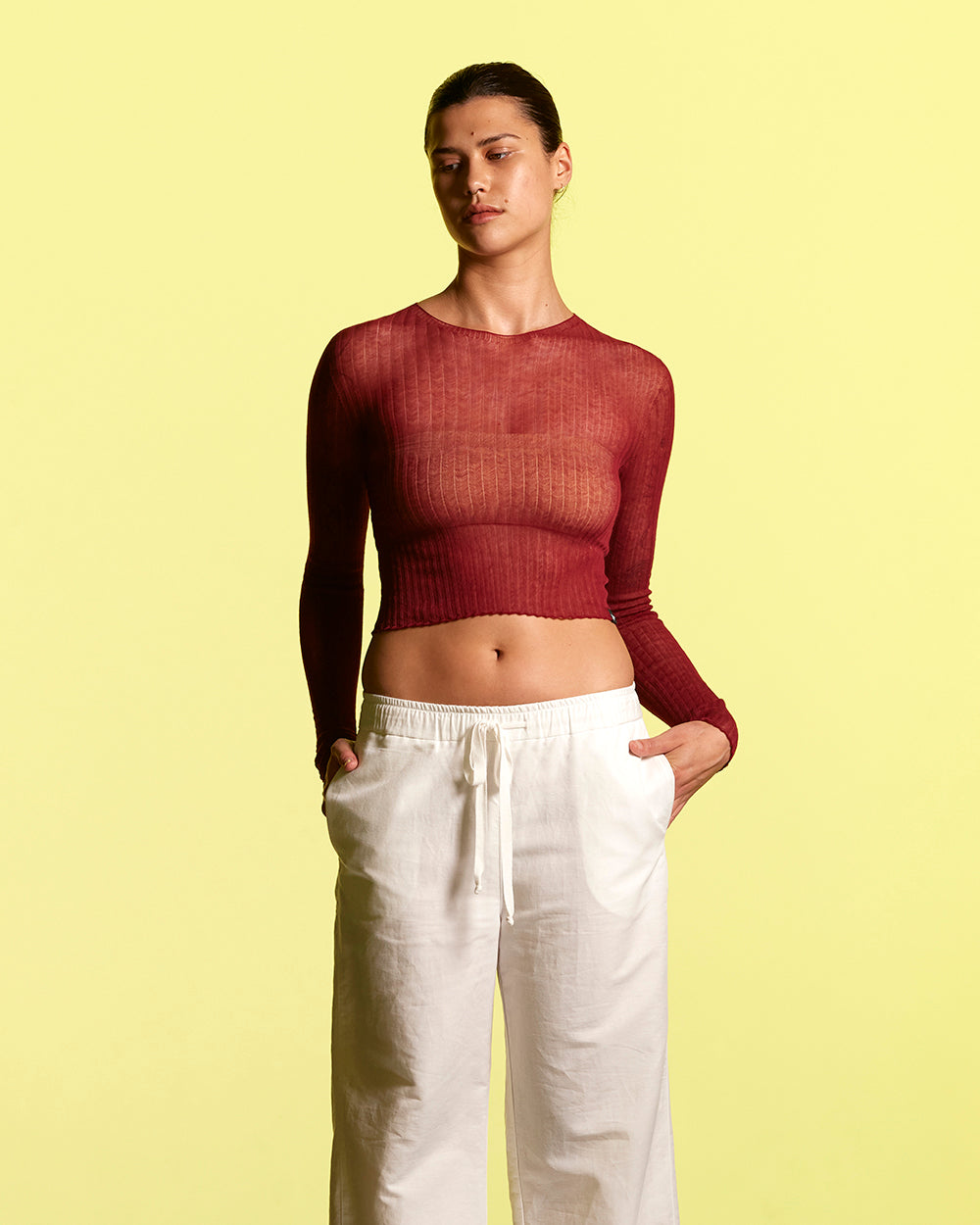 Cotton Tulle Crop Top