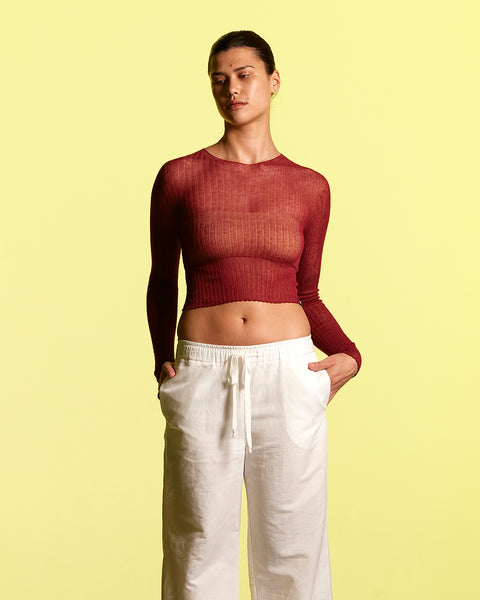 Cotton Tulle Crop Top