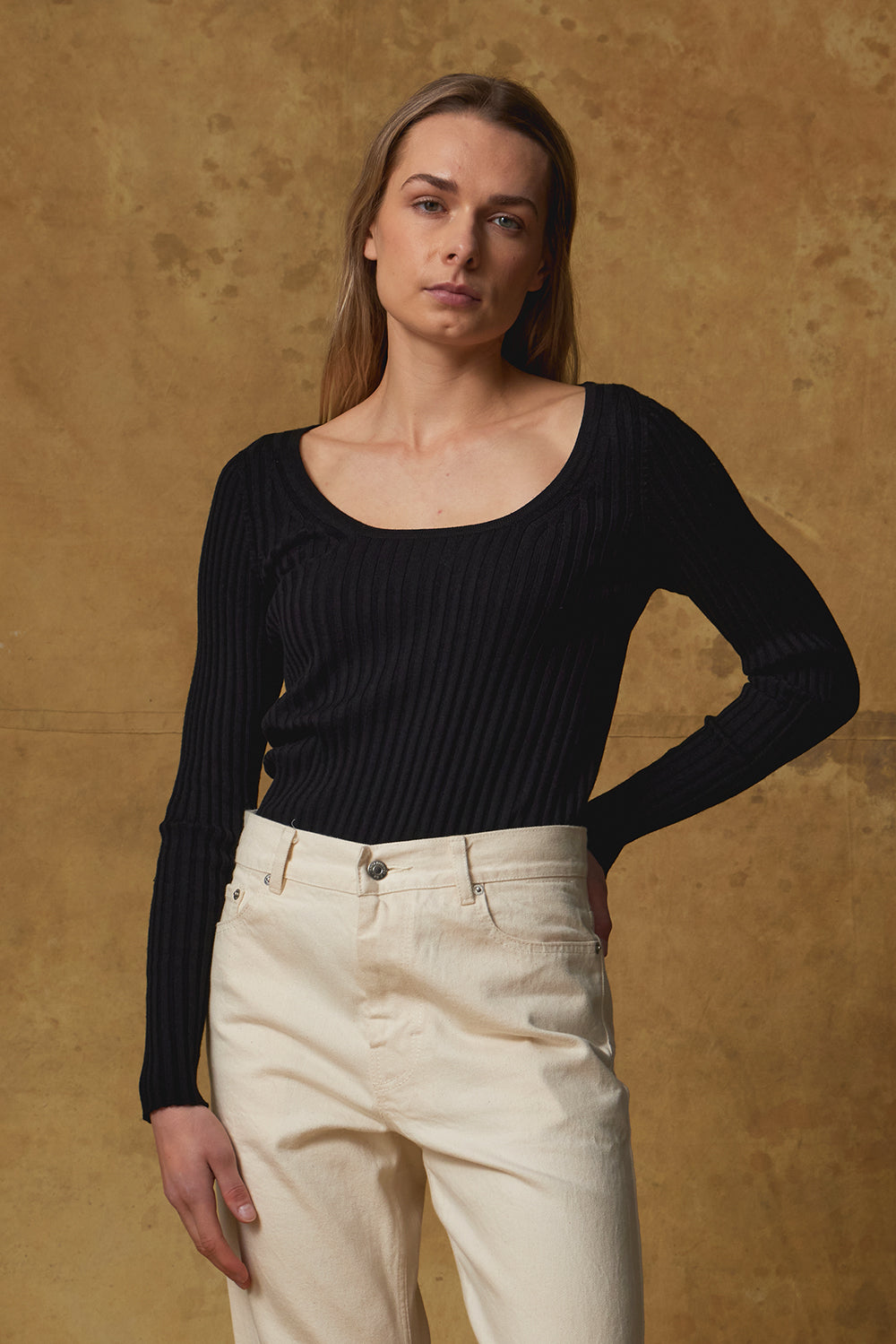 Standard Issue Scoop Neck Top in Black