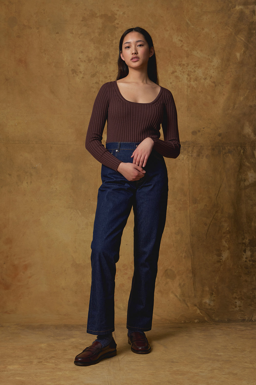 Standard Issue Scoop Neck Top in Grape Purple