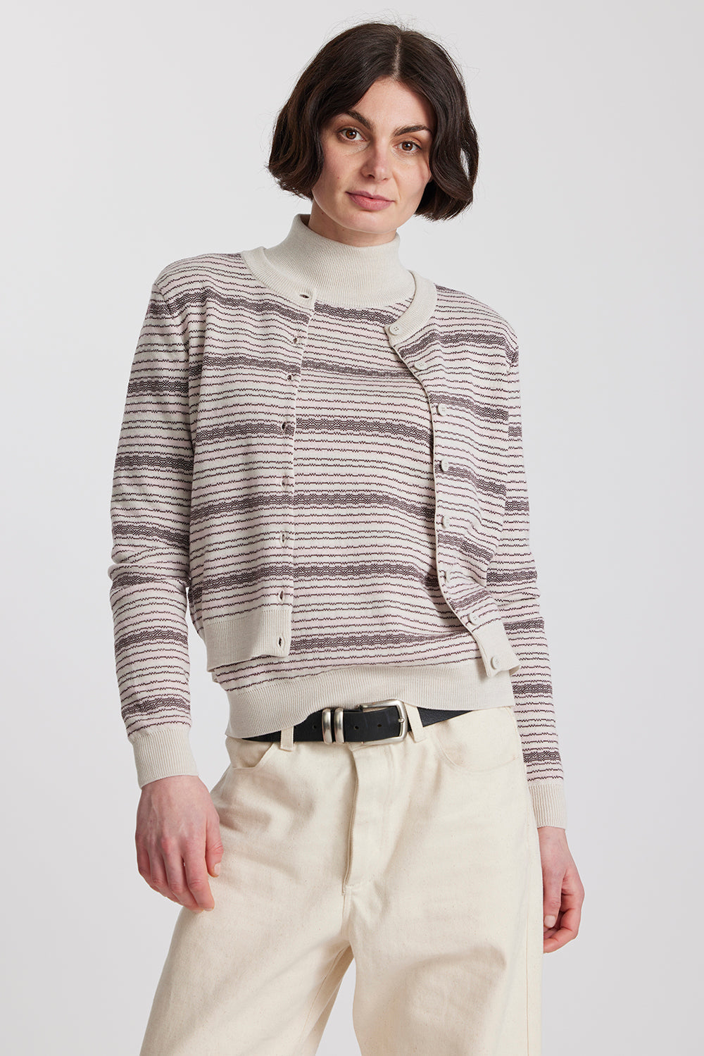 Merino Battenberg Crew Cardigan