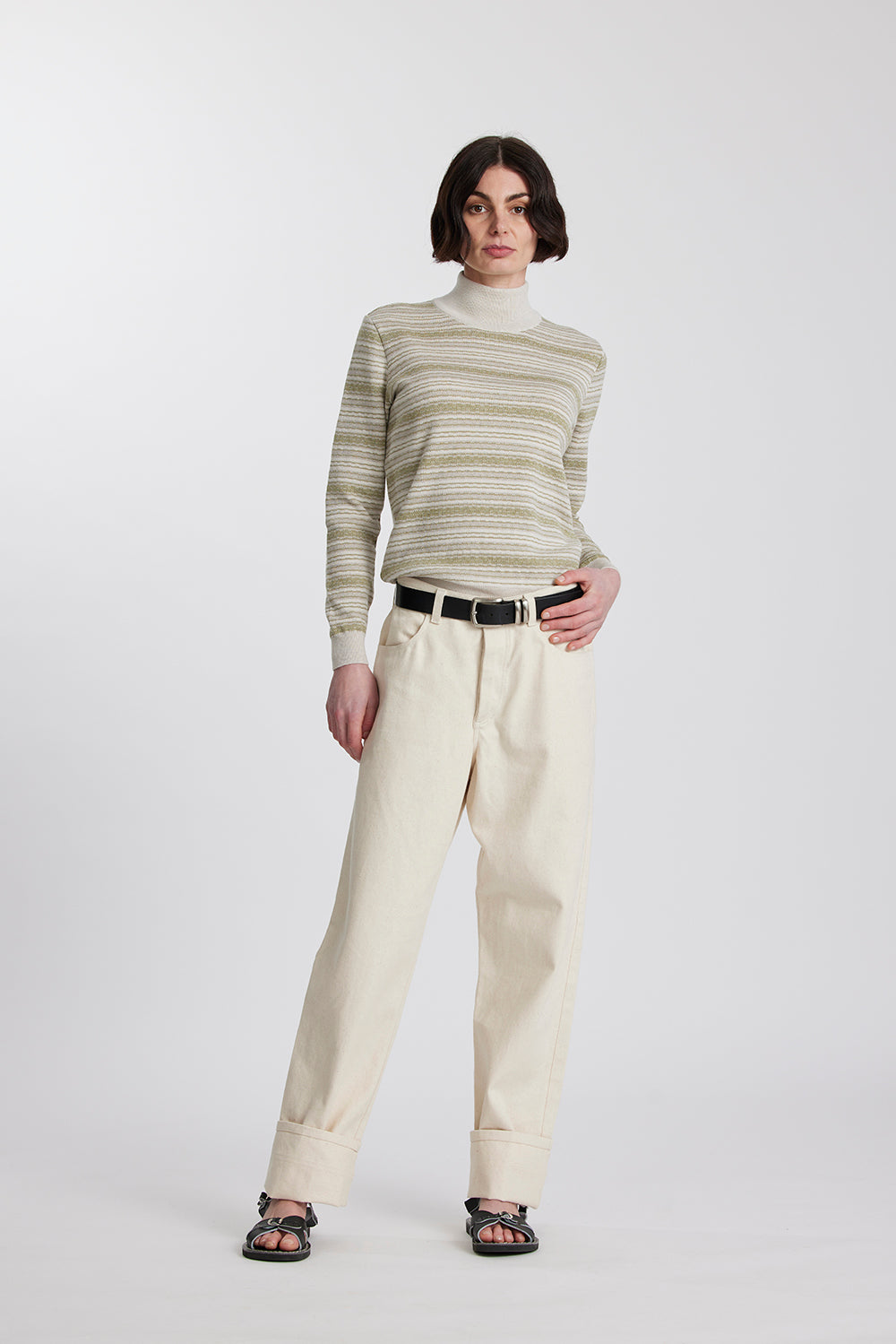 Merino Battenberg Mock Neck