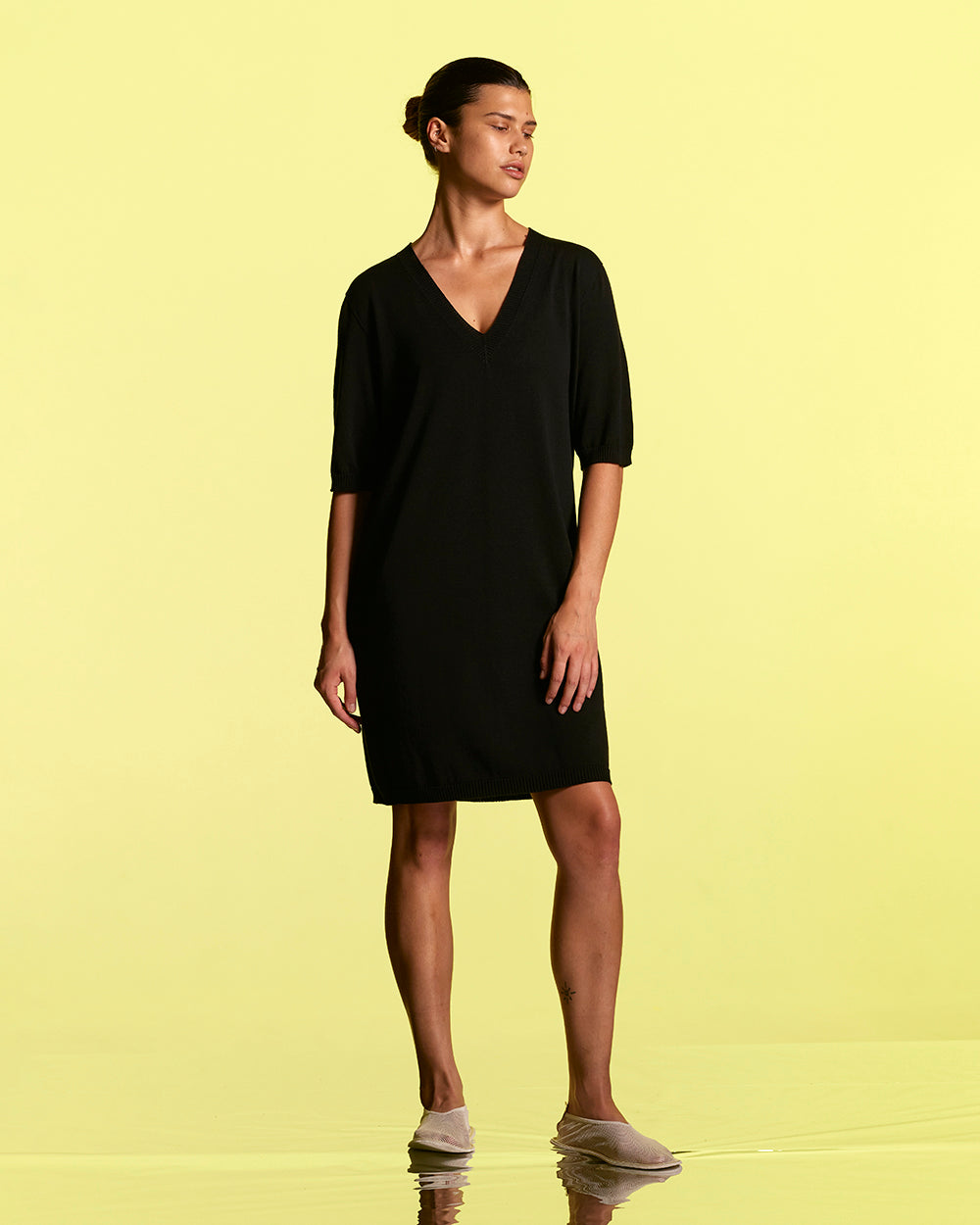 Cotton Deep V Dress