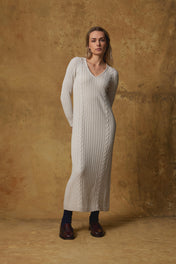 Standard Issue Cable Dress in Alabaster White