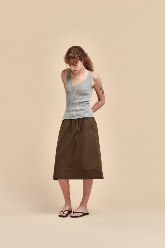 Merino Rib V Neck Tank
