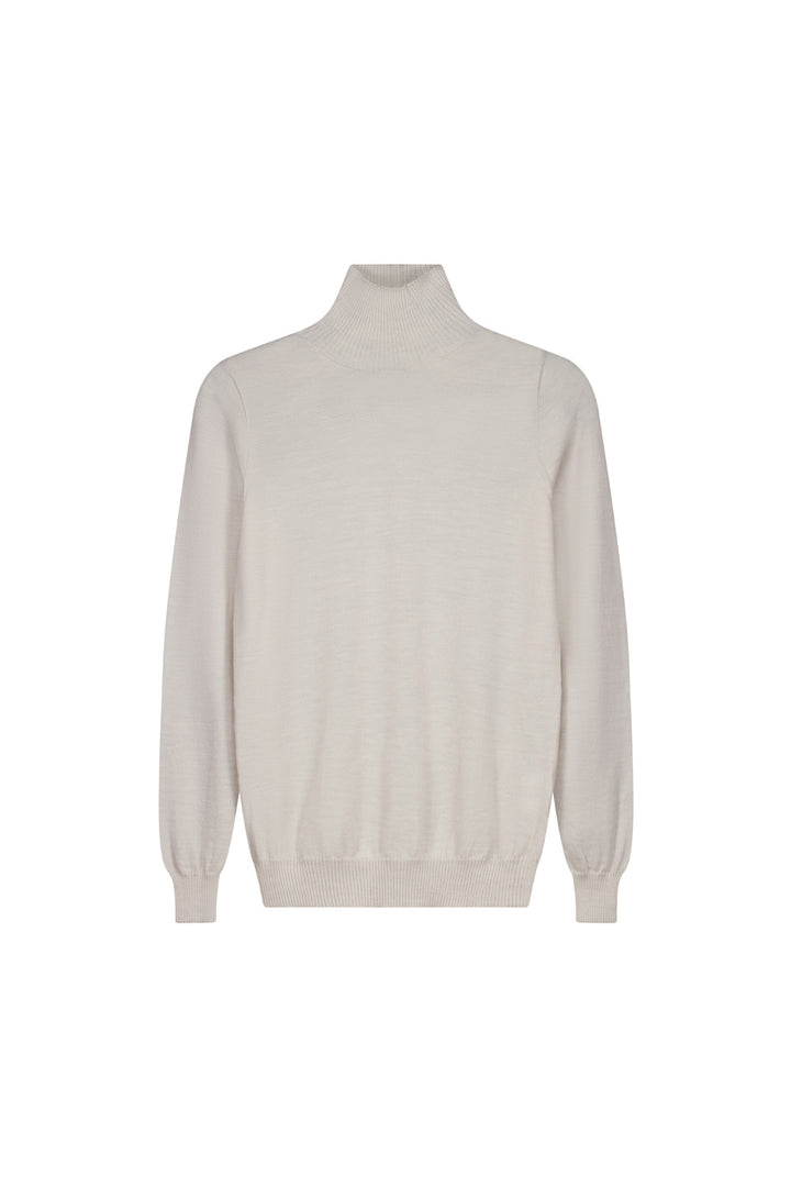 Alabaster turtleneck merino skivvy top.