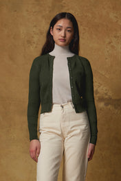 Standard Issue Bargello Textured Cardigan in Loden Green