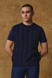 Standard Issue Cable Vest in Oxford Navy Blue