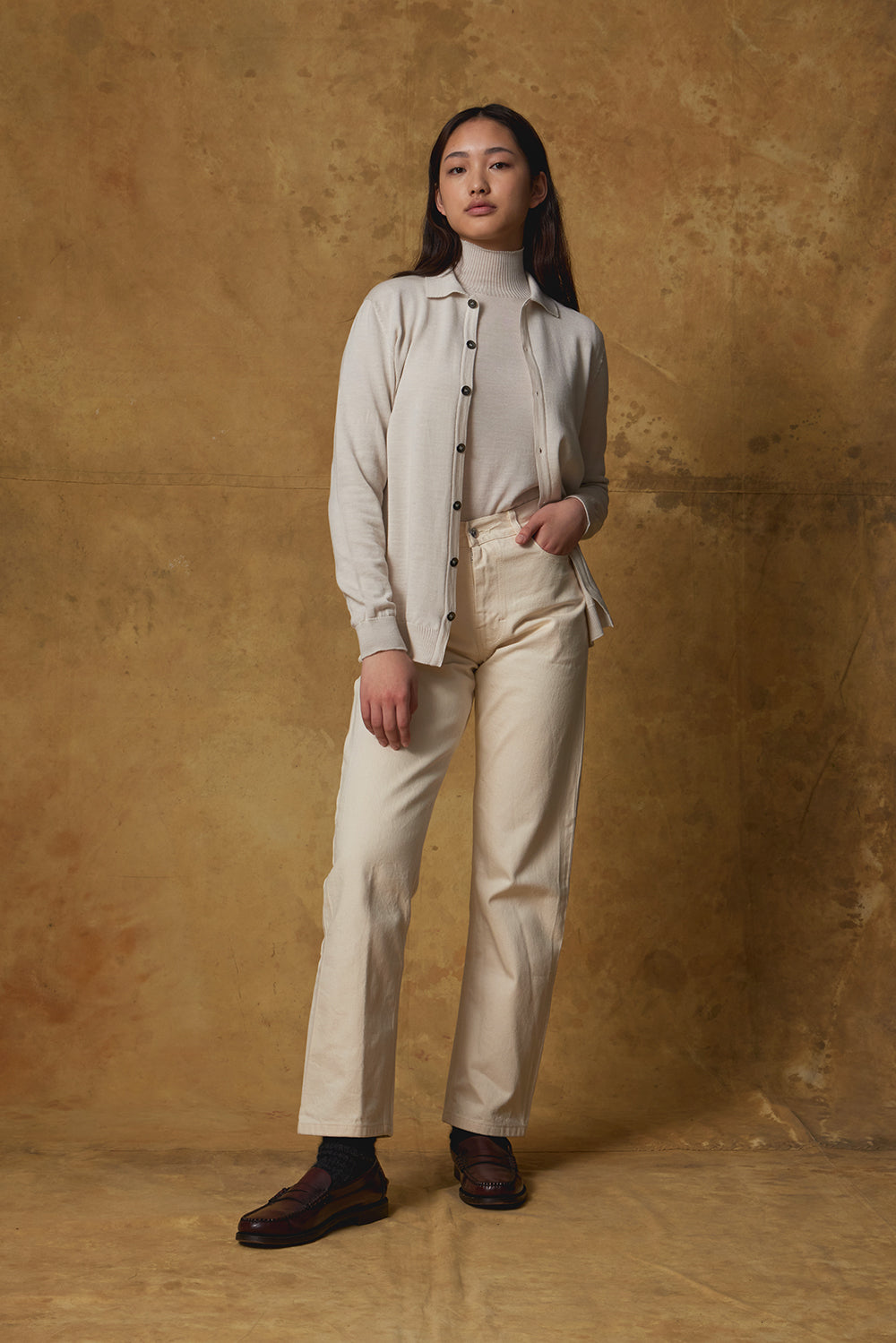 Standard Issue Merino Button Down Shirt in Alabaster White