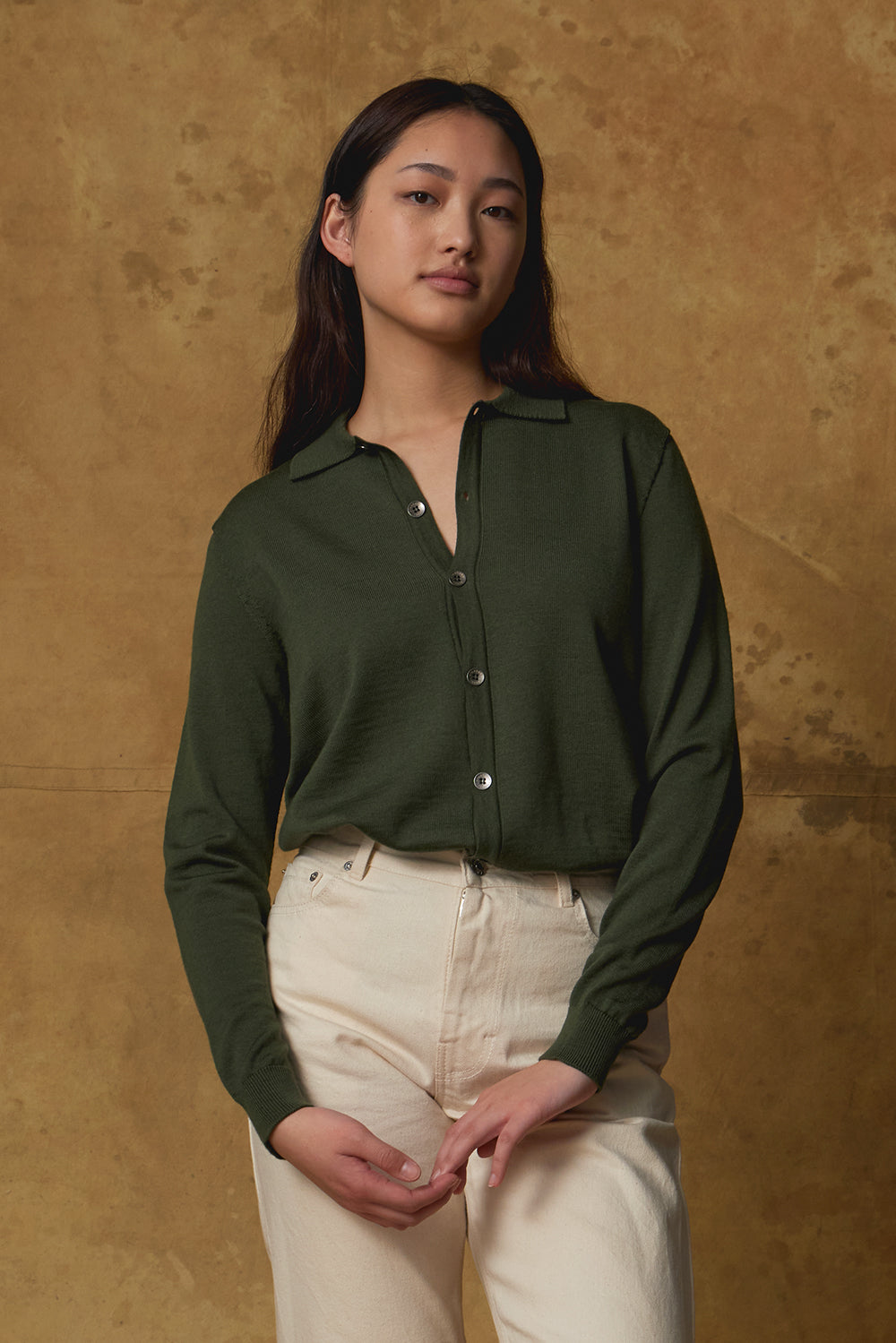 Standard Issue Merino Button Down Shirt in Loden Green