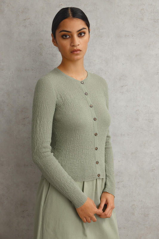 Merino Tweedy Crop Cardigan