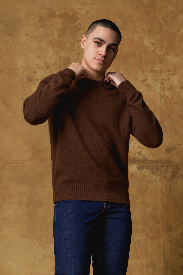 Standard Issue Possum Merino Jumper in Anise (Brown)