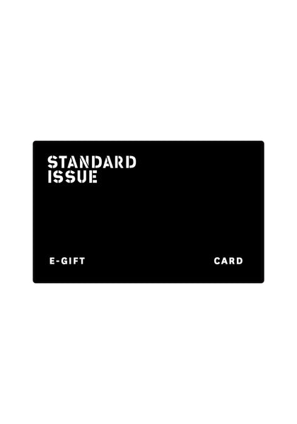A black Standard Issue E-Gift Card.