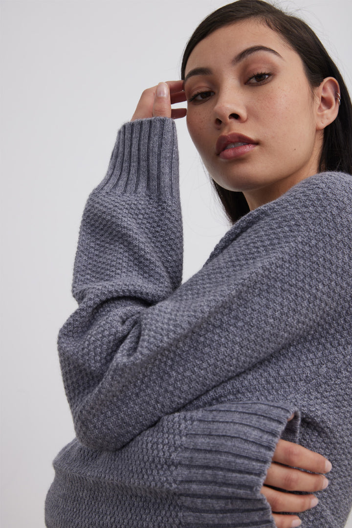 Italian Cashmere Snowflake Crop with moss stitch