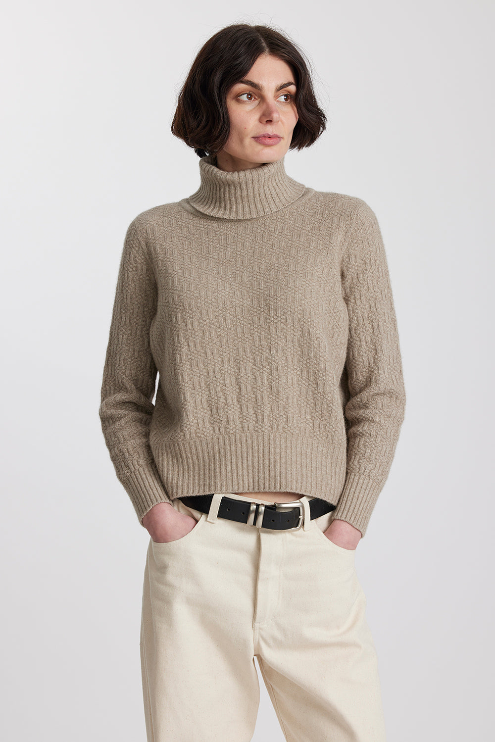 Okewa Checkered Crop Funnel Neck Jumper - Standard Issue
