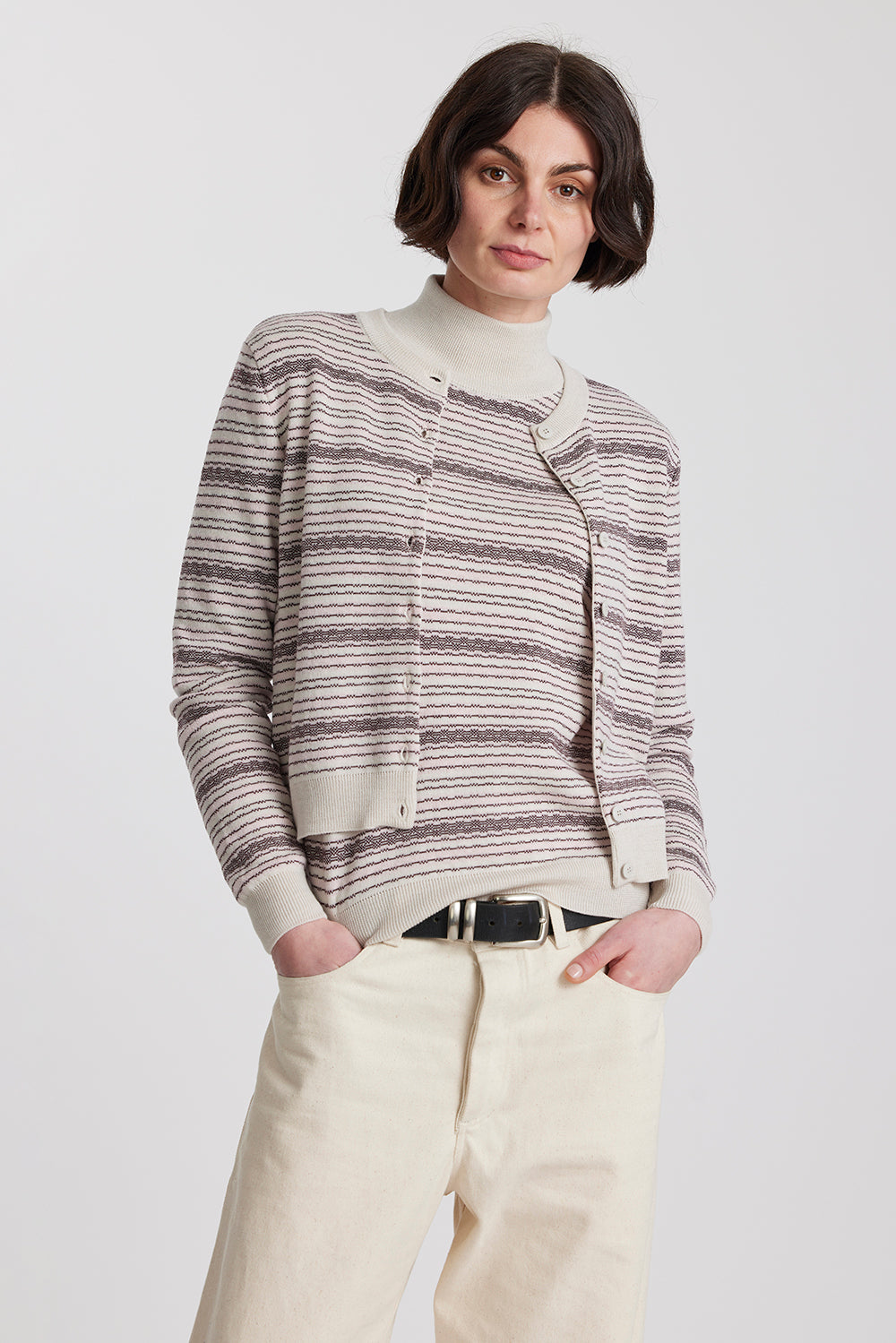 Merino Battenberg Crew Cardigan